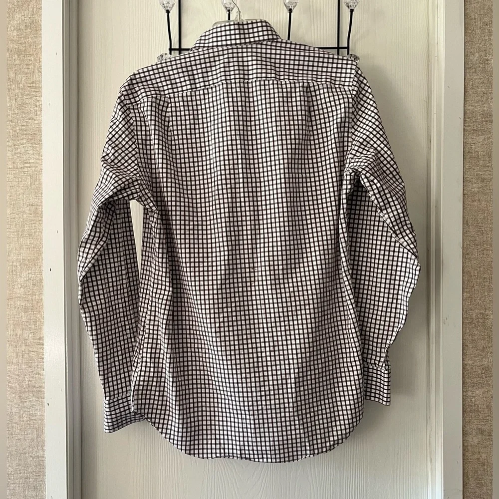 J. Crew Men's White and Brown Plaid Shirt